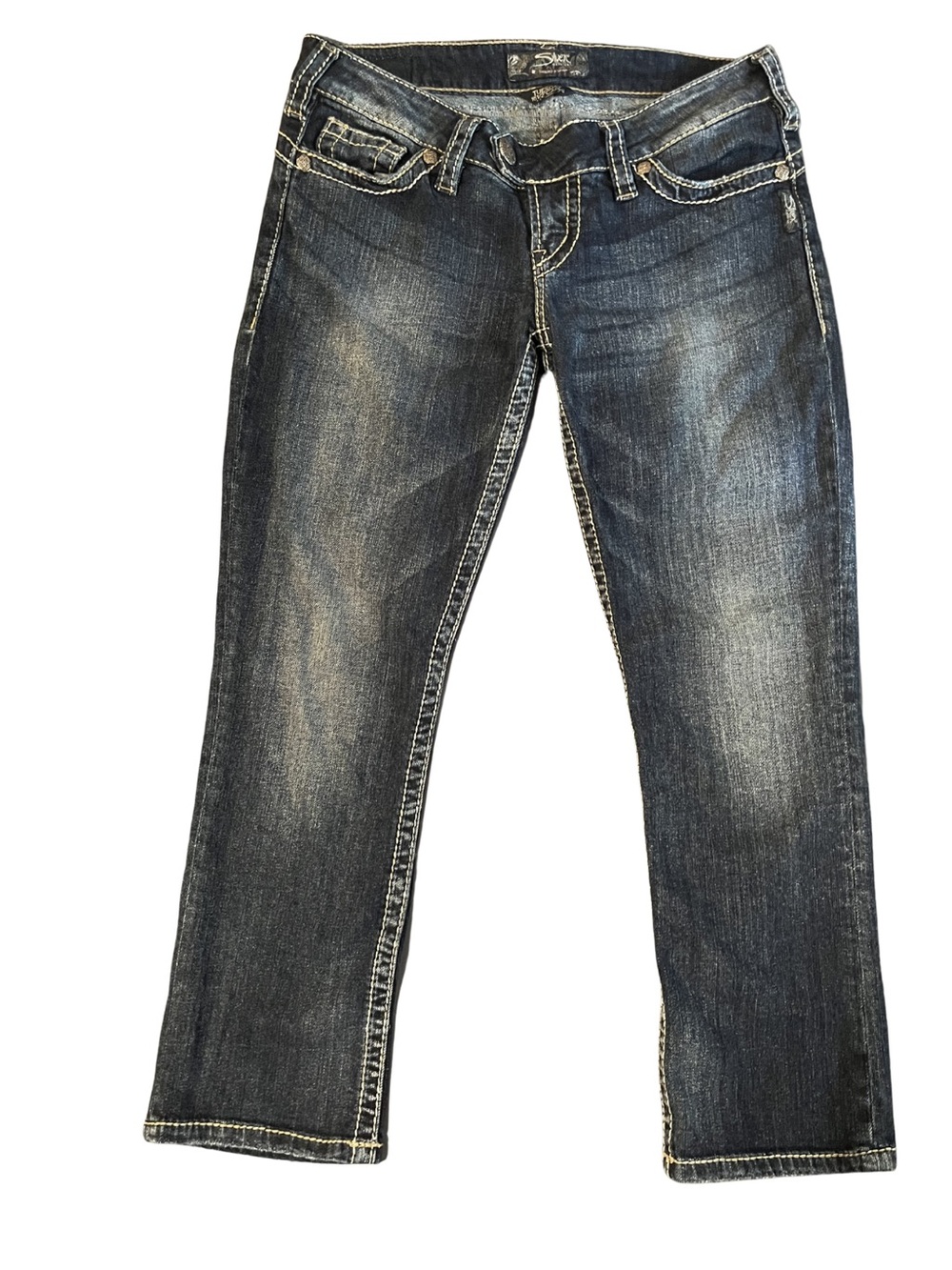 Vintage Silver Jeans Co. low-rise bootcut capri jeans. Y2K style. Tagged W29.